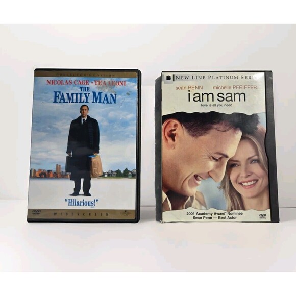 Lot Of 2 Random DVDs I Am Sam & The Family Man Movies DVD Nicholas Cage Sean Pen - Picture 1 of 8